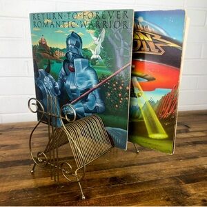 Vintage Mid-Century Brass Tabletop Record Holder